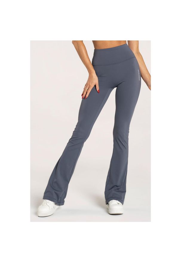 GYM GLAMOUR - Spodnie fitness damskie Gym Glamour dzwony. Kolor: niebieski. Sport: fitness