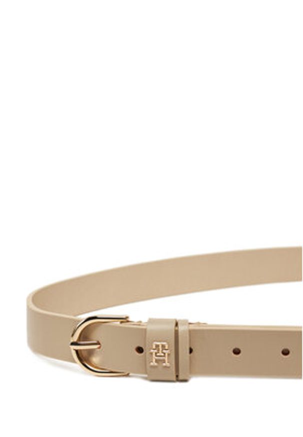 TOMMY HILFIGER - Tommy Hilfiger Pasek Damski Essential Effortless 2.5 AW0AW16836 Beżowy. Kolor: beżowy. Materiał: skóra
