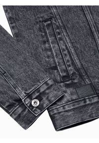 Ombre Clothing - Kurtka męska jeansowa C525 - czarna/szara - XXL. Kolor: czarny. Materiał: jeans. Wzór: nadruk. Styl: klasyczny #8