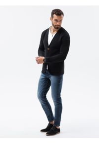 Ombre Clothing - Sweter męski bawełniany E193 - czarny - XXL. Kolor: czarny. Materiał: bawełna. Styl: elegancki