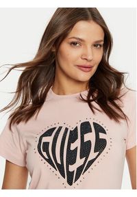 Guess T-Shirt V5RI08 J1314 Różowy Slim Fit. Kolor: różowy. Materiał: bawełna