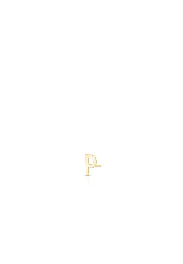 W.KRUK - Kolczyk złoty literka P. Materiał: złote. Kolor: złoty. Wzór: aplikacja