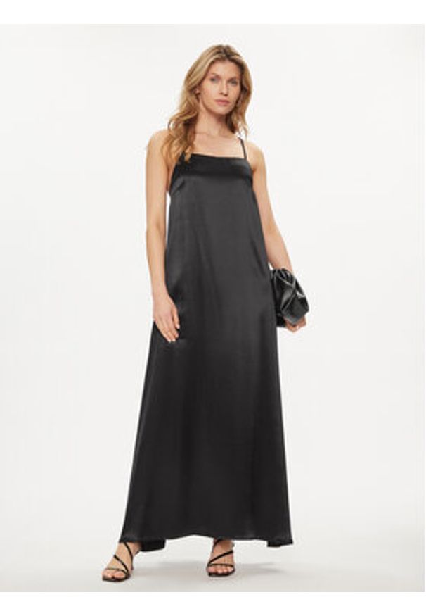 Fracomina Sukienka letnia FS24SD3006W45101 Czarny Loose Fit. Kolor: czarny. Materiał: wiskoza. Sezon: lato