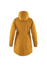 Fjällräven - Płaszcz damski Fjallraven Kiruna Padded Parka. Kolor: żółty. Materiał: puch. Sport: turystyka piesza