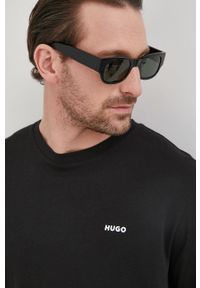 Hugo t-shirt bawełniany kolor czarny gładki. Okazja: na co dzień. Kolor: czarny. Materiał: bawełna. Wzór: gładki. Styl: casual