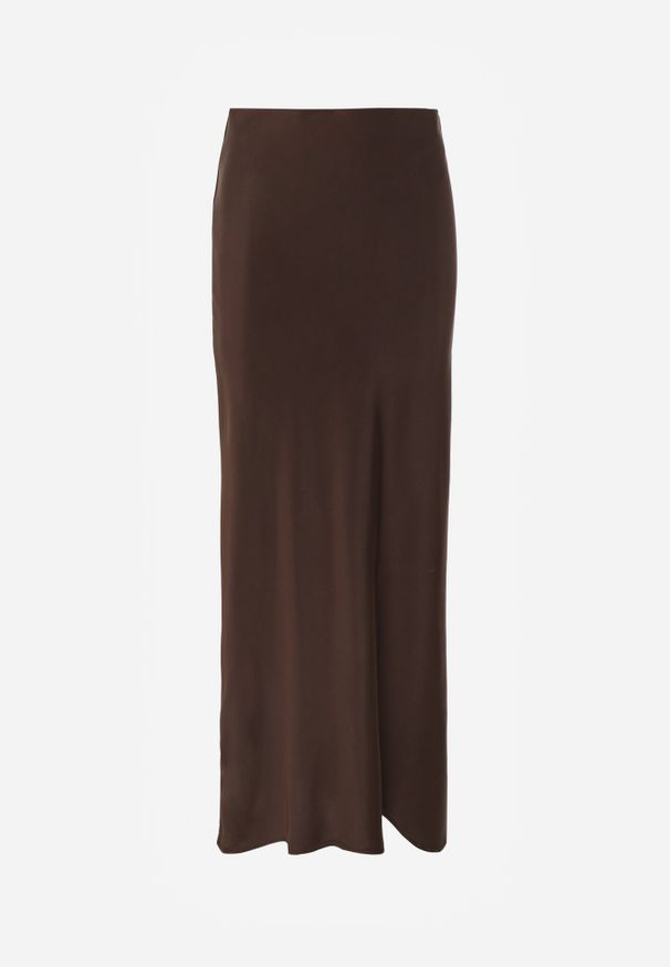 Born2be - Brązowa Satynowa Spódnica Maxi Shapas. Stan: podwyższony. Kolor: brązowy. Materiał: satyna
