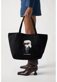 Karl Lagerfeld - KARL LAGERFELD Czarna shopperka damska Ikon Aquarelle. Kolor: czarny. Styl: elegancki, casual #3