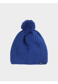 4f - 4F Czapka zimowa z pomponem męska - niebieska L. Kolor: niebieski. Materiał: syntetyk, skóra, polar, materiał, wełna. Sezon: zima. Styl: sportowy #1
