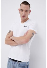 Superdry T-shirt bawełniany kolor biały z aplikacją. Okazja: na co dzień. Kolor: biały. Materiał: bawełna. Wzór: aplikacja. Styl: casual #1