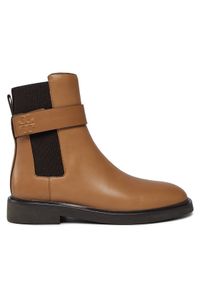 Tory Burch Sztyblety Double T Chelsea Boot 152831 Beżowy. Kolor: beżowy. Materiał: skóra