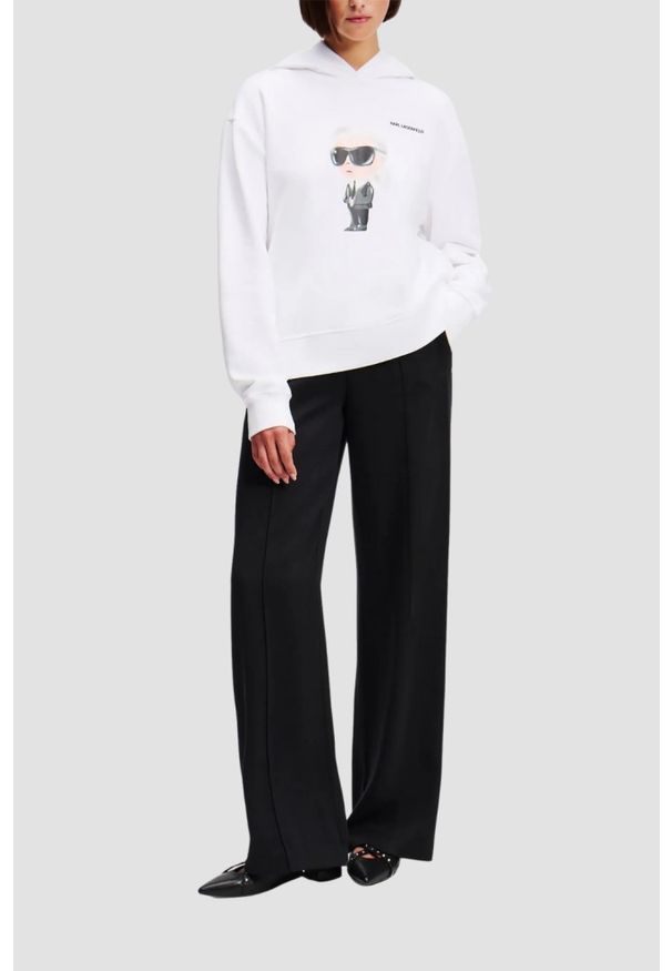 Karl Lagerfeld - KARL LAGERFELD Biała damska bluza Ikon Aquarelle K Hoodie. Kolor: biały. Materiał: materiał. Styl: klasyczny