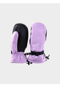 4f - 4F Rękawice narciarskie z jednym palcem damskie - fioletowe M. Kolor: fioletowy. Materiał: materiał, syntetyk, dzianina, tkanina, skóra. Technologia: Thinsulate. Sezon: zima. Sport: narciarstwo #1