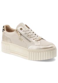 Sneakersy damskie Marco Tozzi, klasyczne sznurowanie oraz praktyczny zamek błyskawiczny ozdobne metaliczne wstawki, białe, 2-23728-46 402. Okazja: na co dzień. Zapięcie: sznurówki. Kolor: biały. Obcas: na platformie #1