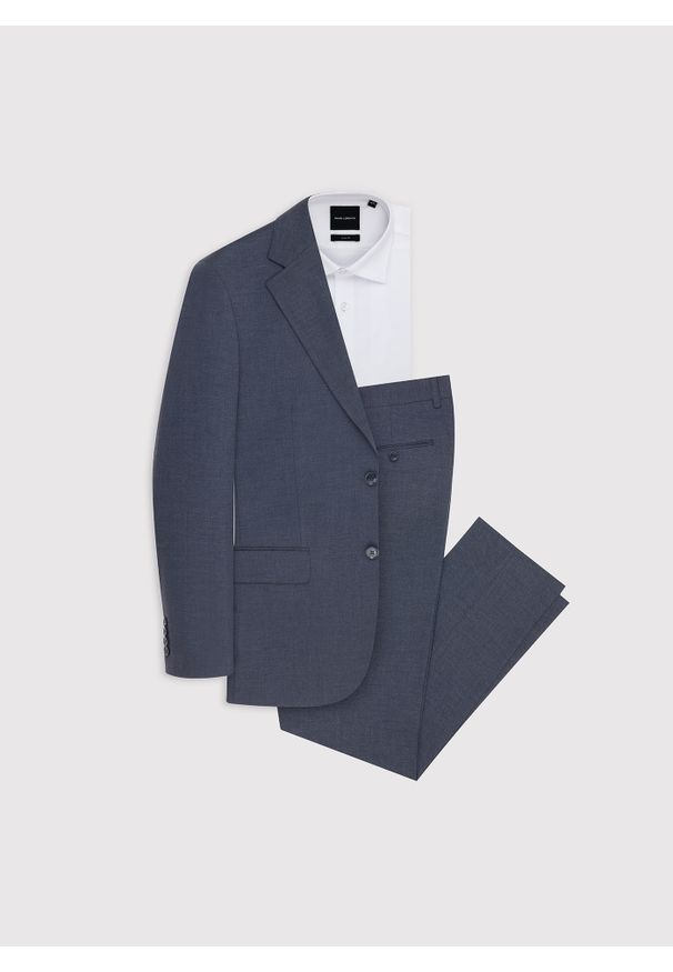 Pako Lorente - Granatowy garnitur męski. Kolor: niebieski. Materiał: poliester, elastan, wiskoza