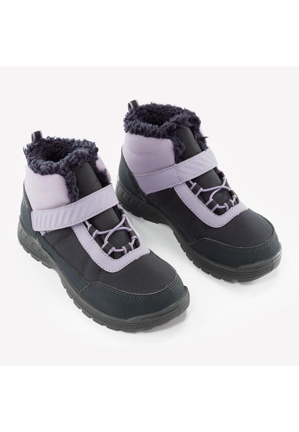 quechua - Buty turystyczne dla dzieci Quechua SH100 Warm zapinane na rzep wodoodporne. Zapięcie: rzepy. Kolor: wielokolorowy, fioletowy, szary. Sezon: zima
