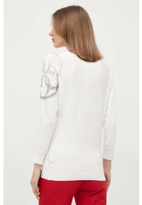 Guess sweter damski kolor beżowy lekki. Kolor: beżowy. Materiał: materiał, wiskoza. Wzór: aplikacja #4