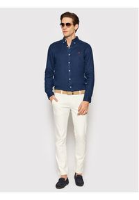 Polo Ralph Lauren Koszula 710829443001 Granatowy Slim Fit. Typ kołnierza: polo. Kolor: niebieski. Materiał: len