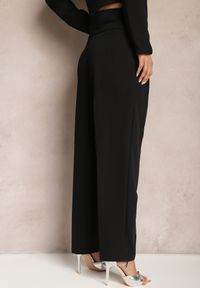 Renee - Czarne Spodnie Garniturowe High Waist z Dwoma Paskami Ismera. Okazja: na spotkanie biznesowe. Stan: podwyższony. Kolor: czarny. Styl: elegancki, biznesowy #5