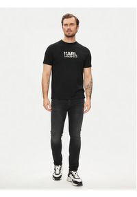 Karl Lagerfeld - KARL LAGERFELD T-Shirt 755060 542241 Czarny Regular Fit. Typ kołnierza: dekolt w karo. Kolor: czarny. Materiał: bawełna #4