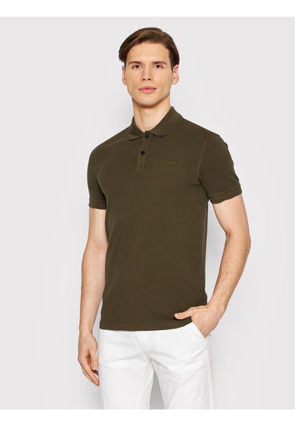 BOSS - Boss Polo Prime 50468576 Zielony Slim Fit. Typ kołnierza: polo. Kolor: zielony. Materiał: bawełna