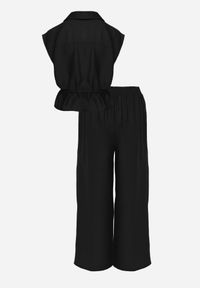 Renee - Czarny Komplet Utility z Wiskozy Spodnie i Bluzka na Suwak ze Ściągaczem Petolira. Kolor: czarny. Materiał: wiskoza #8