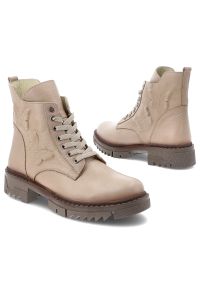 Beżowe Botki Artiker Eleganckie Skórzane Buty. Kolor: beżowy. Materiał: skóra. Styl: elegancki #4