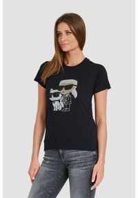 Karl Lagerfeld - KARL LAGERFELD Czarny damski t-shirt Ikonik 2.0, Rozmiar XS. Kolor: czarny #6