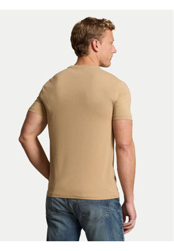 Polo Ralph Lauren T-Shirt 710671438329 Beżowy Custom Slim Fit. Typ kołnierza: polo. Kolor: beżowy. Materiał: bawełna