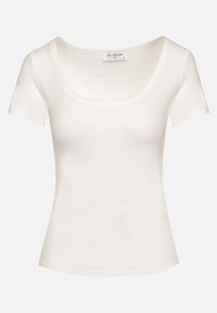 Born2be - Biały T-shirt z Bawełny z Okrągłym Dekoltem Efruna. Okazja: na co dzień. Kolor: biały. Materiał: bawełna. Styl: elegancki, casual #3