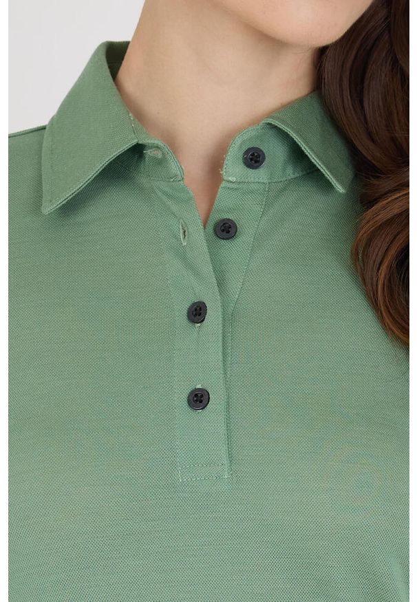 WOOLONA - Koszulka Polo Damska 100% Merino Woolona. Typ kołnierza: polo. Kolor: zielony