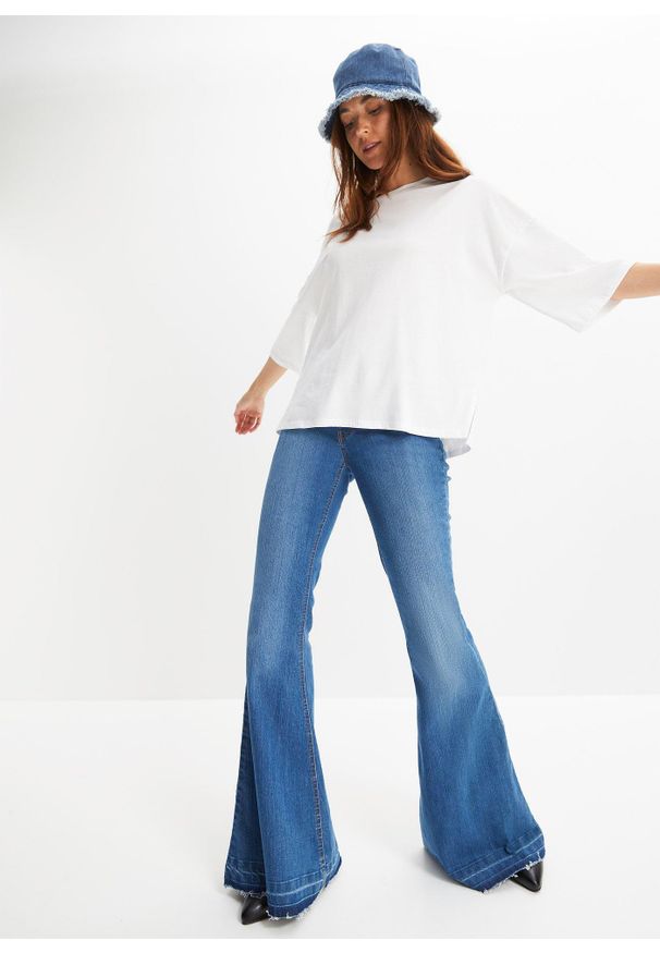 bonprix - Shirt bawełniany oversize, rękaw 1/2. Kolor: biały. Materiał: bawełna