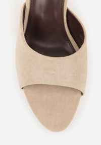 Renee - Beżowe Klapki na Szpilce z Imitacji Zamszu z Noskiem Peep Toe Merissaura. Nosek buta: otwarty. Kolor: beżowy. Materiał: zamsz. Obcas: na szpilce #5