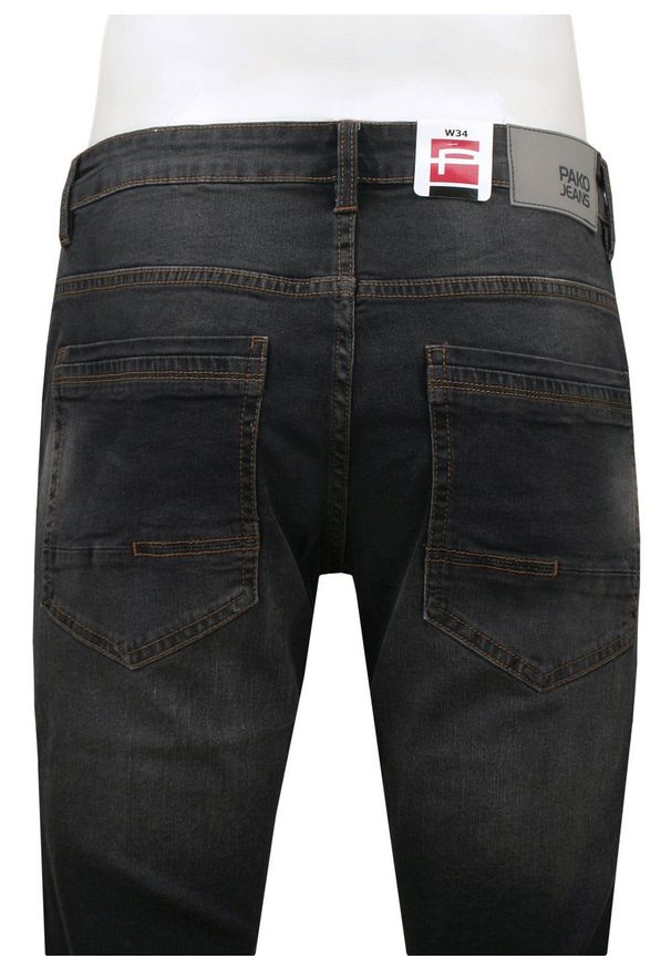 Jeansowe Męskie Szorty (Krótkie Spodenki) - Pako Jeans - Grafitowe. Kolor: szary. Materiał: bawełna, elastan. Długość: krótkie. Sezon: lato. Styl: wakacyjny