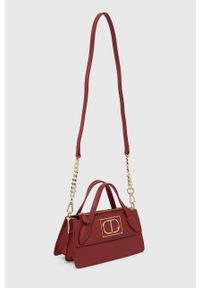 TwinSet - Twinset torebka skórzana kolor bordowy. Kolor: czerwony. Materiał: skórzane. Rodzaj torebki: na ramię #3