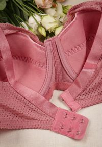 Renee - Różowy Gładki Biustonosz z Cienkimi Ramiączkami Corinthia. Kolor: różowy. Materiał: tkanina. Wzór: gładki #2
