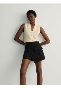 Reserved - Spódnico-spodnie z bawełny - czarny. Kolor: czarny. Materiał: bawełna