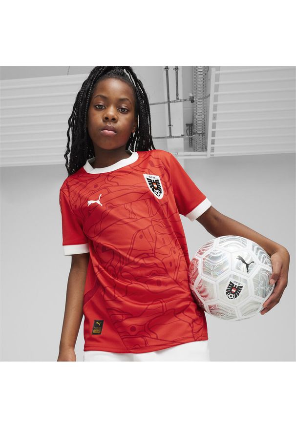 Puma - Młodzieżowa, domowa koszulka reprezentacji Austrii w piłce nożnej 2024 PUMA. Kolor: czerwony. Sport: piłka nożna