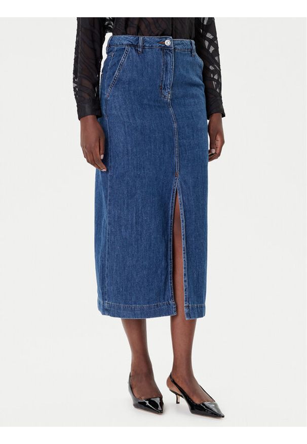 French Connection Spódnica jeansowa 73DZA Niebieski Regular Fit. Kolor: niebieski. Materiał: bawełna