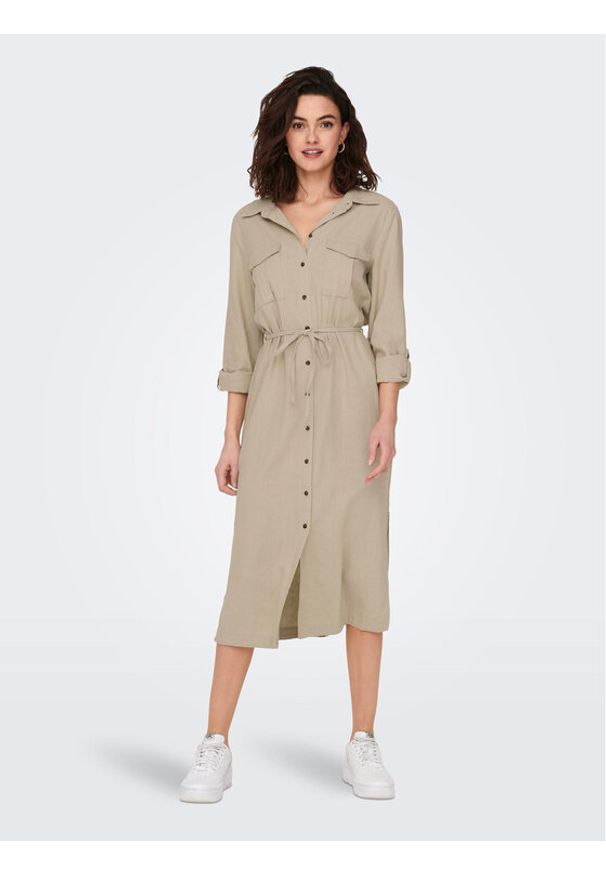 only - Sukienka koszulowa ONLY. Kolor: szary. Typ sukienki: koszulowe