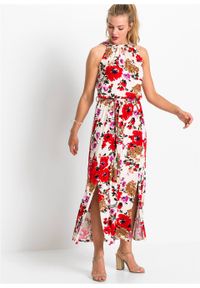 Długa sukienka w kwiaty bonprix kremowo-czerwony w kwiaty. Kolor: beżowy. Wzór: kwiaty. Długość: maxi #2