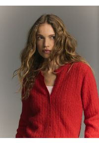 Reserved - Kardigan z wełną alpaki - czerwony. Kolor: czerwony. Materiał: wełna #1