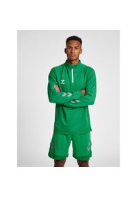 Bluza dresowa 1/2 zip Hummel Lead. Kolor: zielony. Materiał: dresówka. Wzór: nadruk. Sport: fitness #1