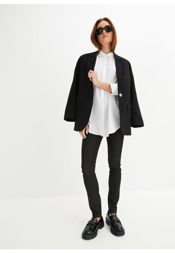 bonprix - Dżinsy Skinny mid waist. Kolor: czarny