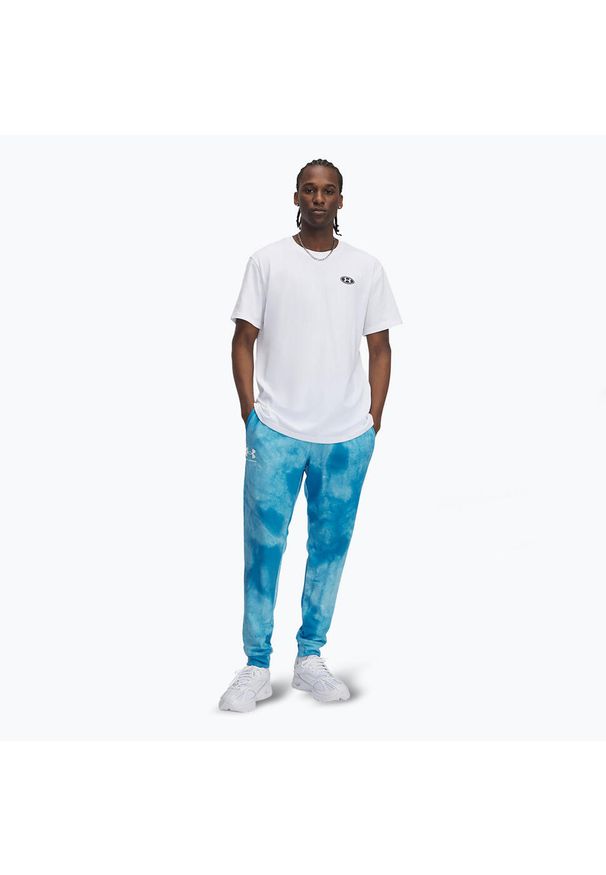 Spodnie męskie Under Armour Rival Terry Printed Jogger. Kolor: niebieski. Sport: fitness
