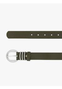 Ryłko - Zielony pasek ze skóry licowej. Kolor: zielony. Materiał: skóra. Wzór: aplikacja #1