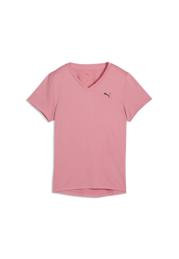 Puma - Damska koszulka TAD ESSENTIALS z dekoltem w serek PUMA. Typ kołnierza: dekolt w serek. Kolor: różowy. Sport: bieganie