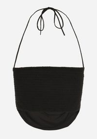 Born2be - Czarny Top Halter Wiązany Wokół Szyi z Doszytym Kwiatem Jonisa. Typ kołnierza: dekolt halter. Kolor: czarny. Wzór: kwiaty. Styl: elegancki #4