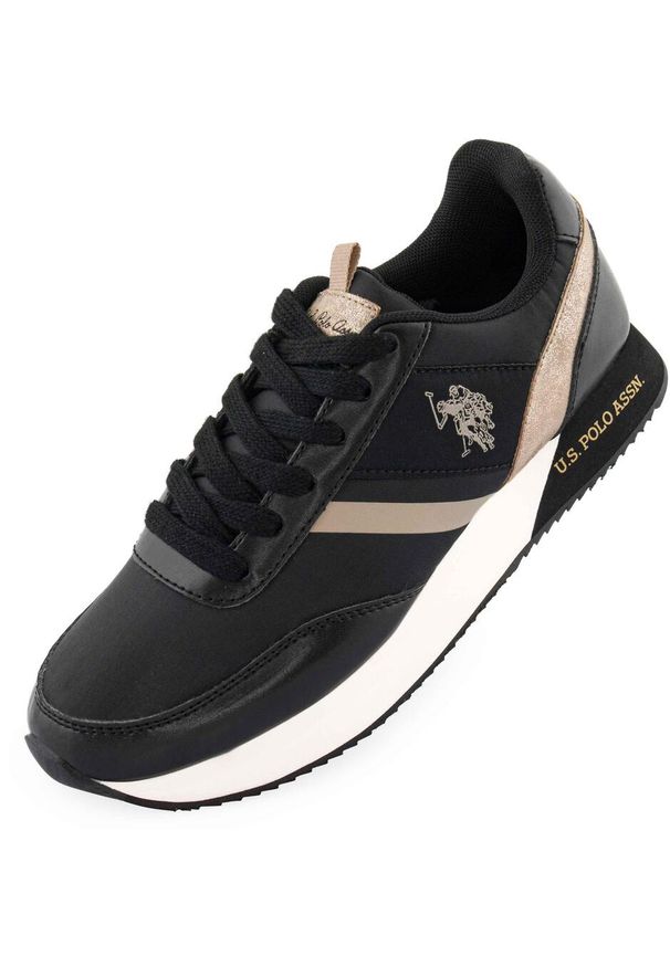 Stylowe i zrównoważone damskie sneakersy U.S. Polo Assn., rozmiar 39. Kolor: czarny. Materiał: skóra ekologiczna