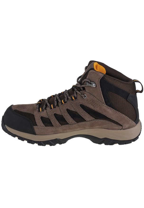 columbia - Buty trekkingowe męskie Columbia Crestwood Mid Waterproof. Zapięcie: sznurówki. Kolor: wielokolorowy, brązowy. Materiał: guma, skóra, tkanina, zamsz, materiał, syntetyk. Szerokość cholewki: normalna