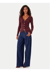 Guess Kardigan W5BR16 Z3OW2 Bordowy Slim Fit. Kolor: czerwony. Materiał: syntetyk